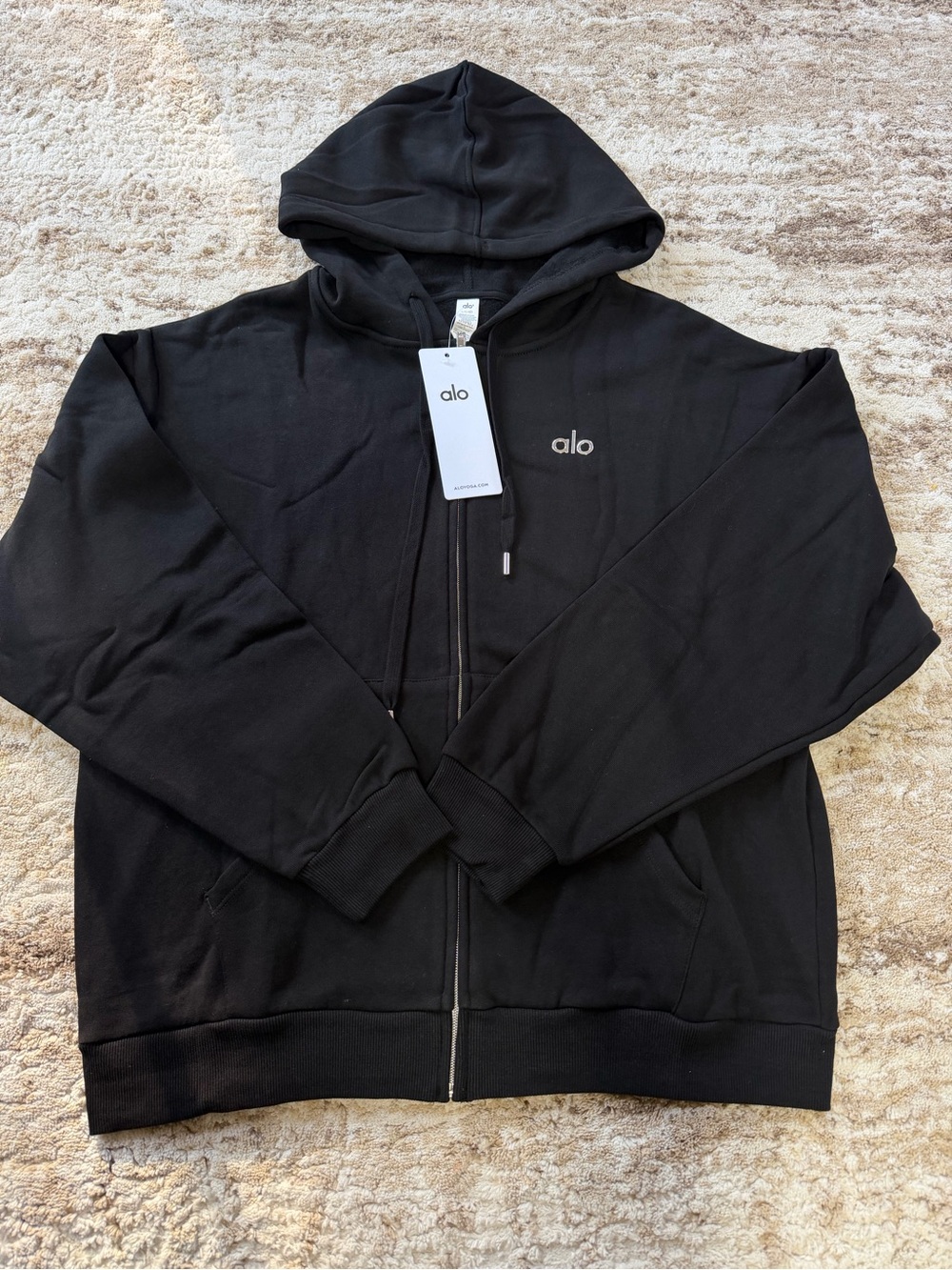 ALO Yoga Men’s Black Full-Zip Hoodie Windbreaker